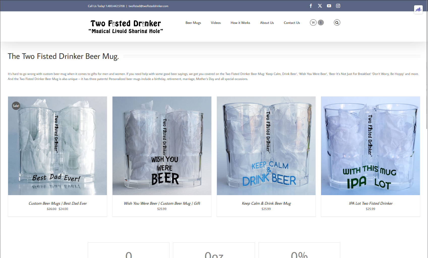 Two Fisted Drinker Beer Mug